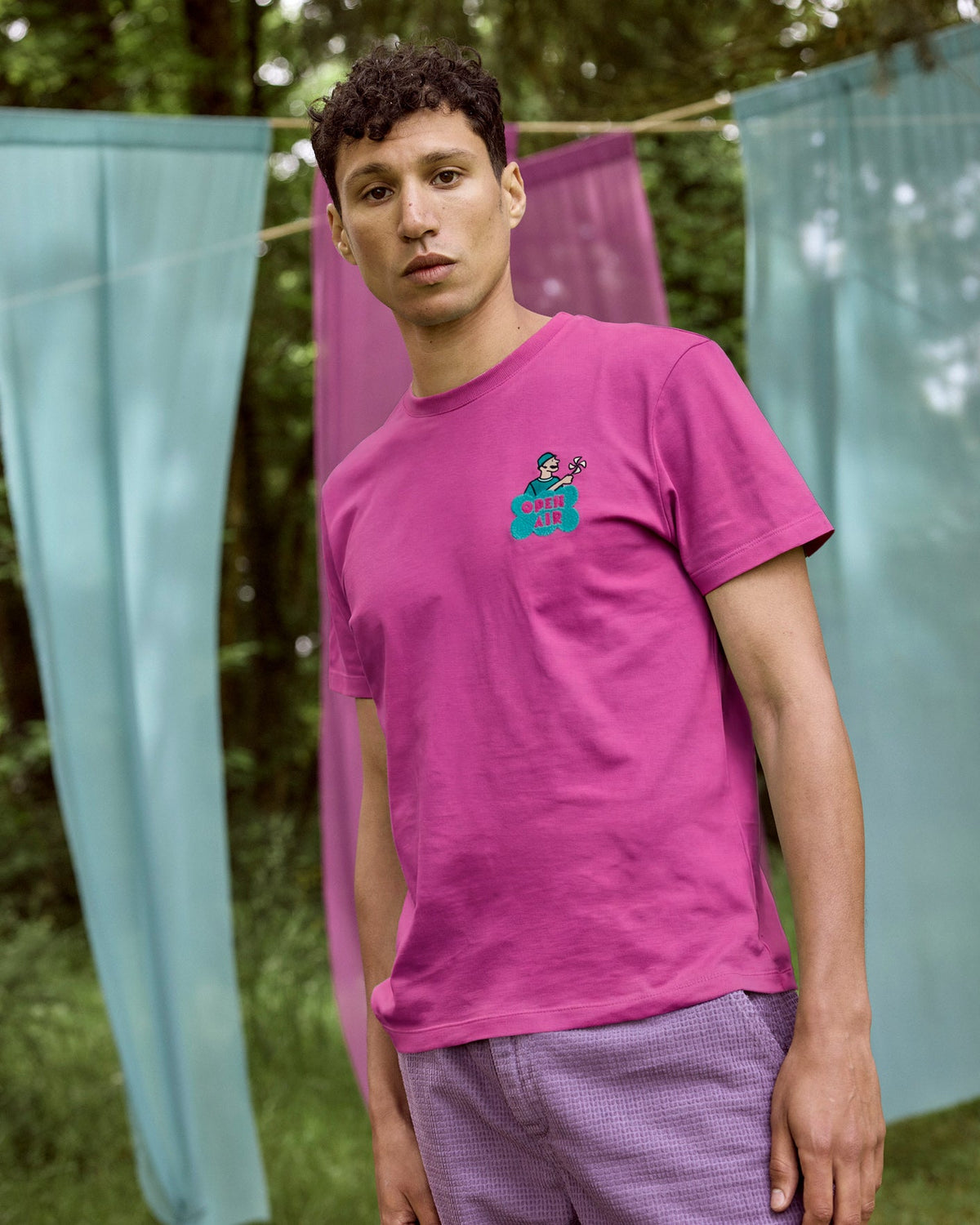 T-shirt fucsia in cotone
