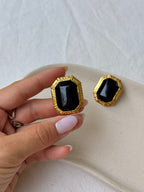 Pendientes Vintage - Strass Facetado Negro
