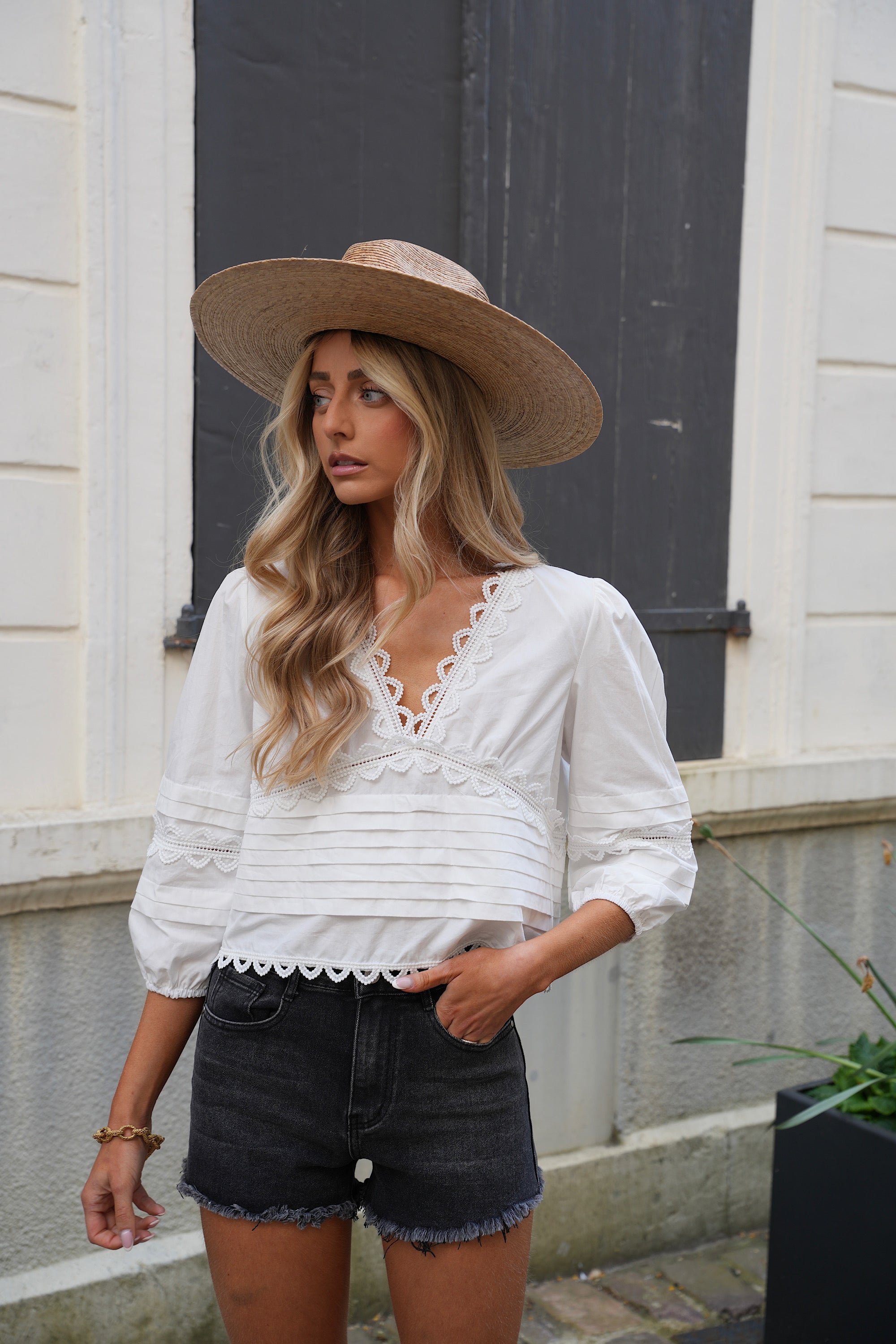 Cathy Embroidered Blouse - White
