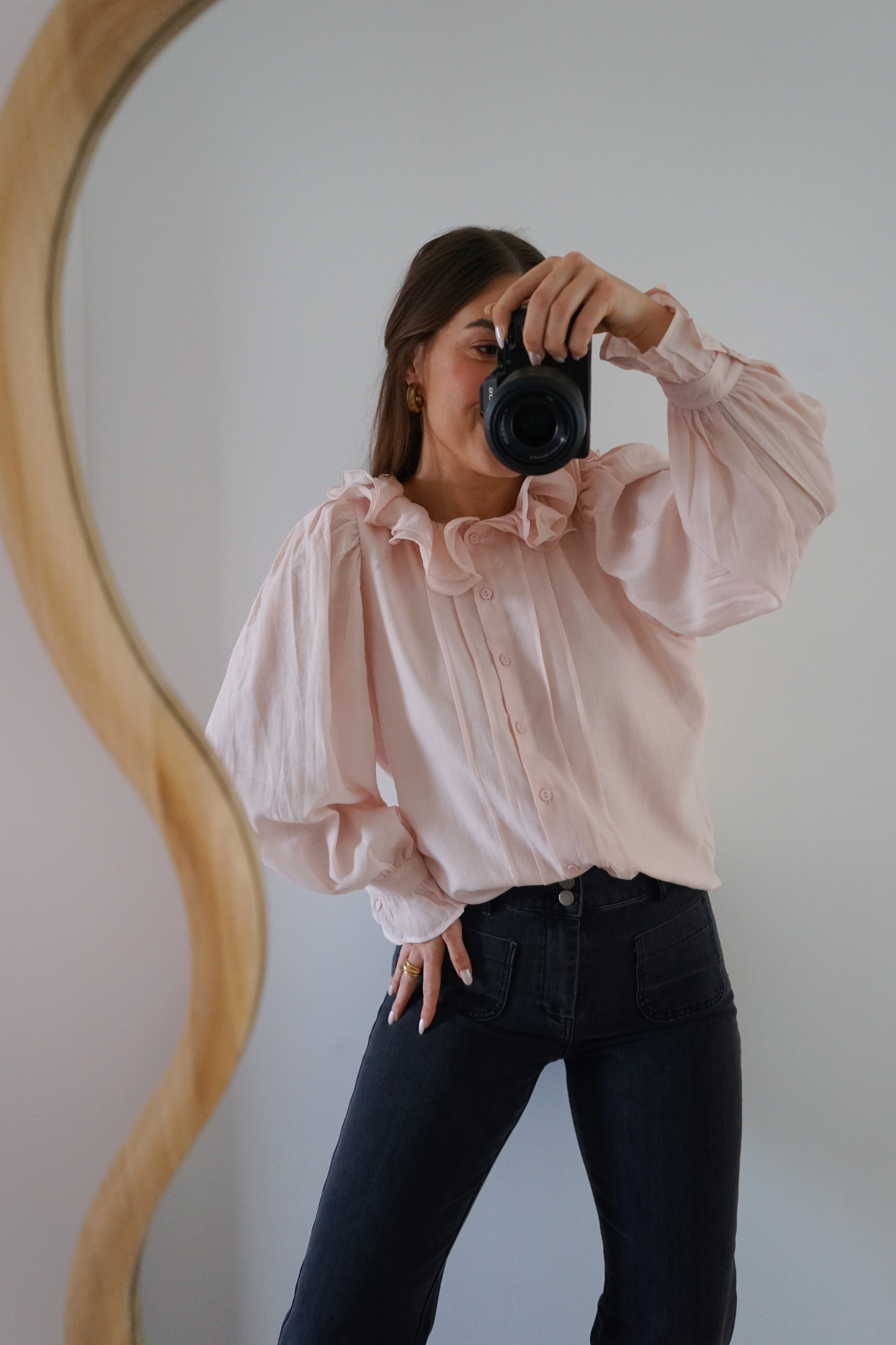 Soft Pink Brown Blouse