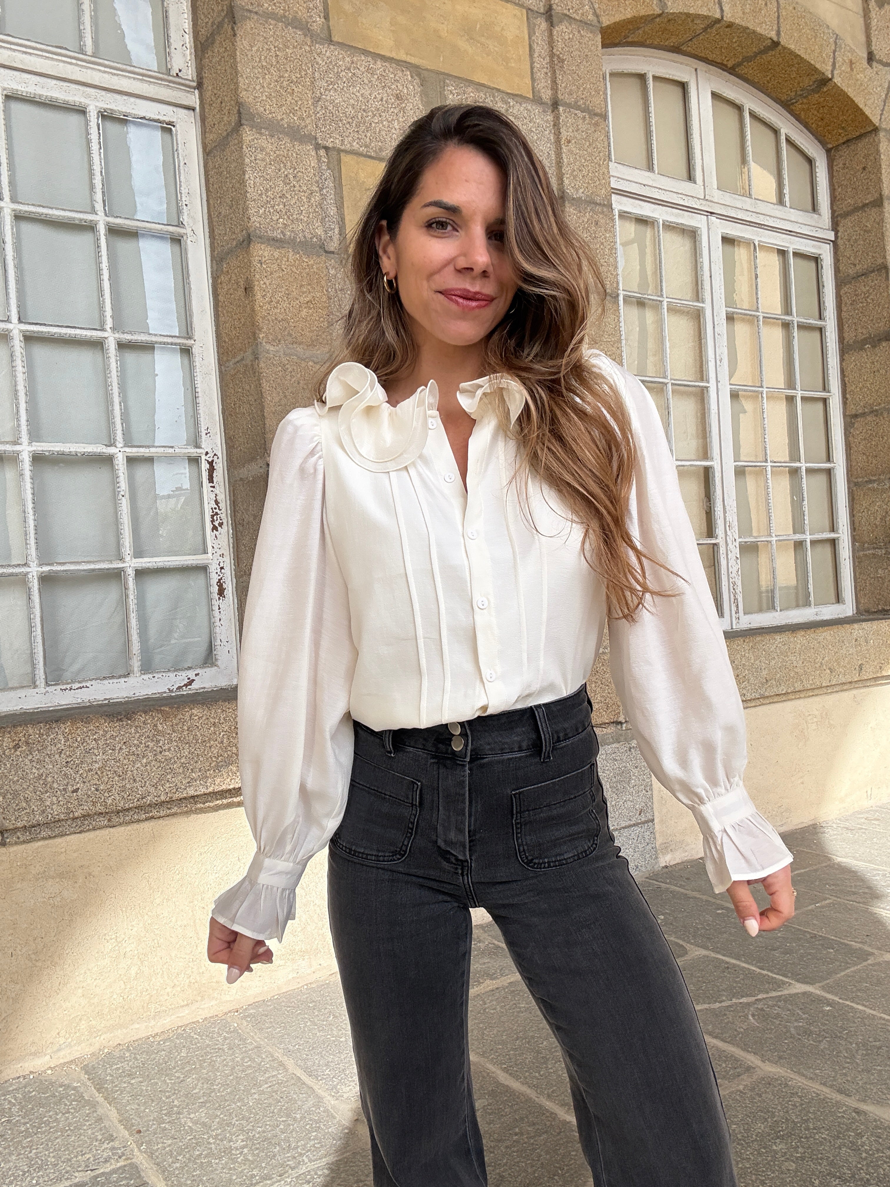 Brown Blouse Ecru