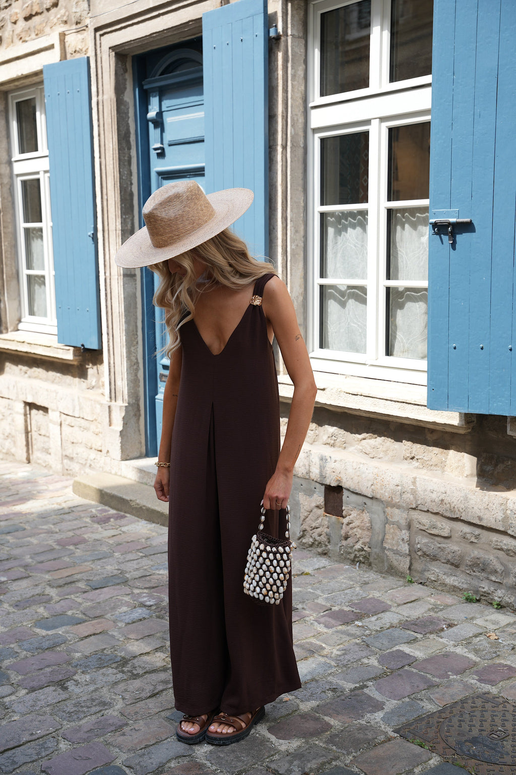 Suzana Beaded Bag - Chocolate