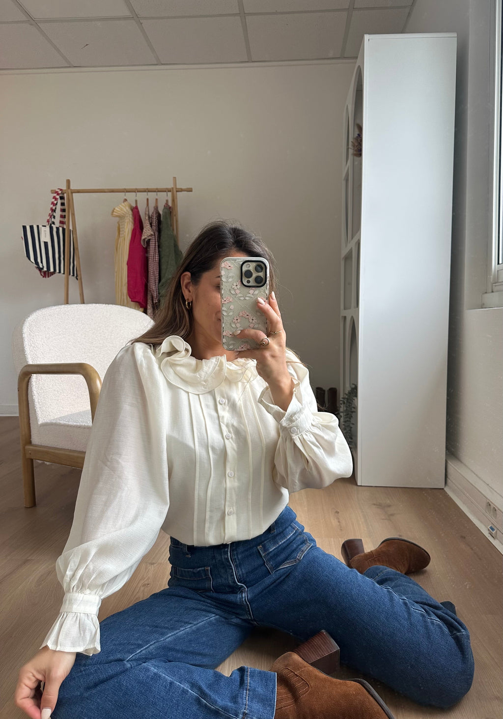 Brown Blouse Ecru