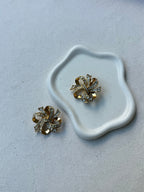 Boucles D’Oreilles Kenneth Jay Lane Vintage - Noeuds Pavés Dorés