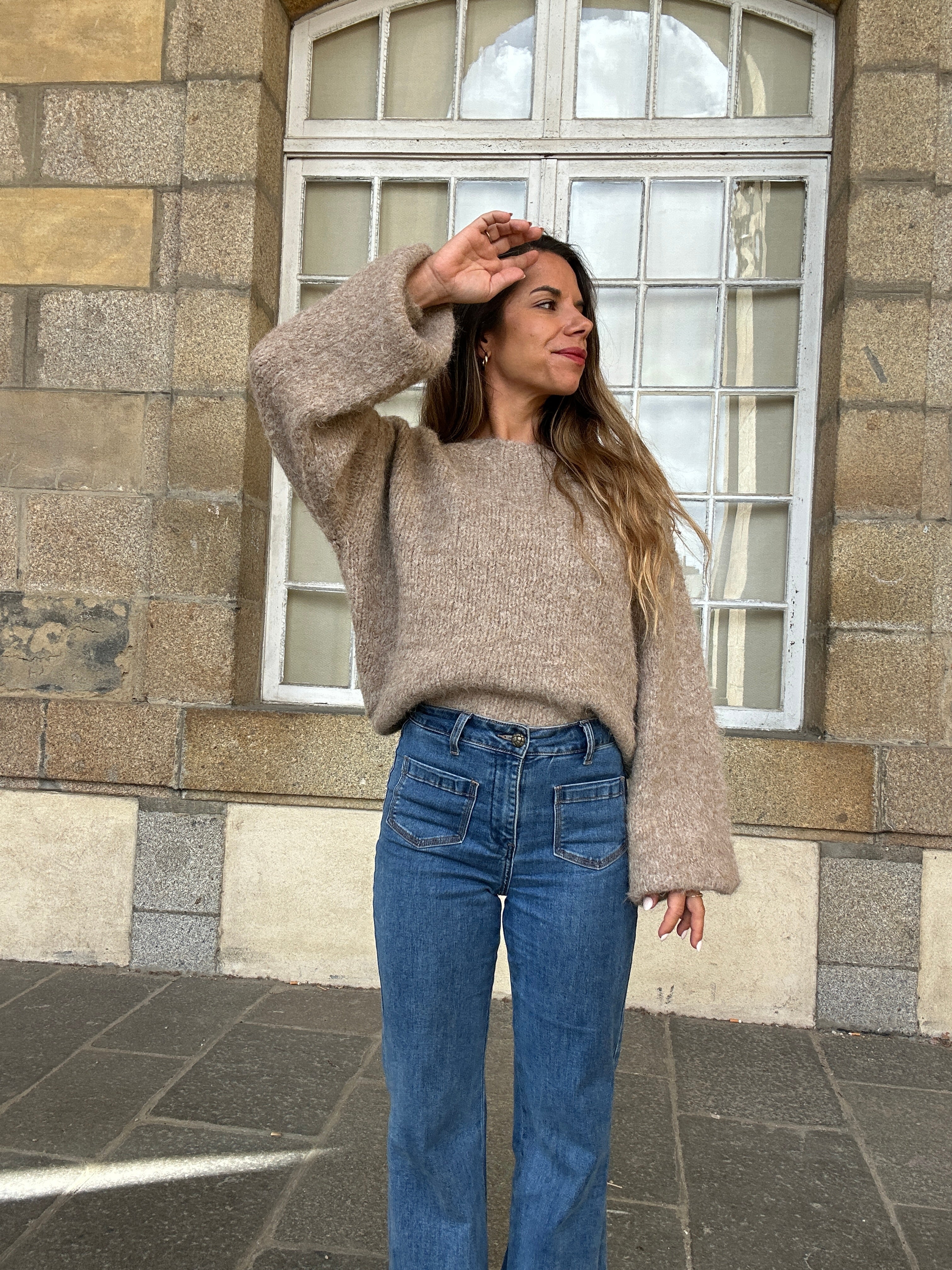 Pull en laine Taupe Henri
