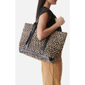 Large Raffia Tote Bag - Sand & Black