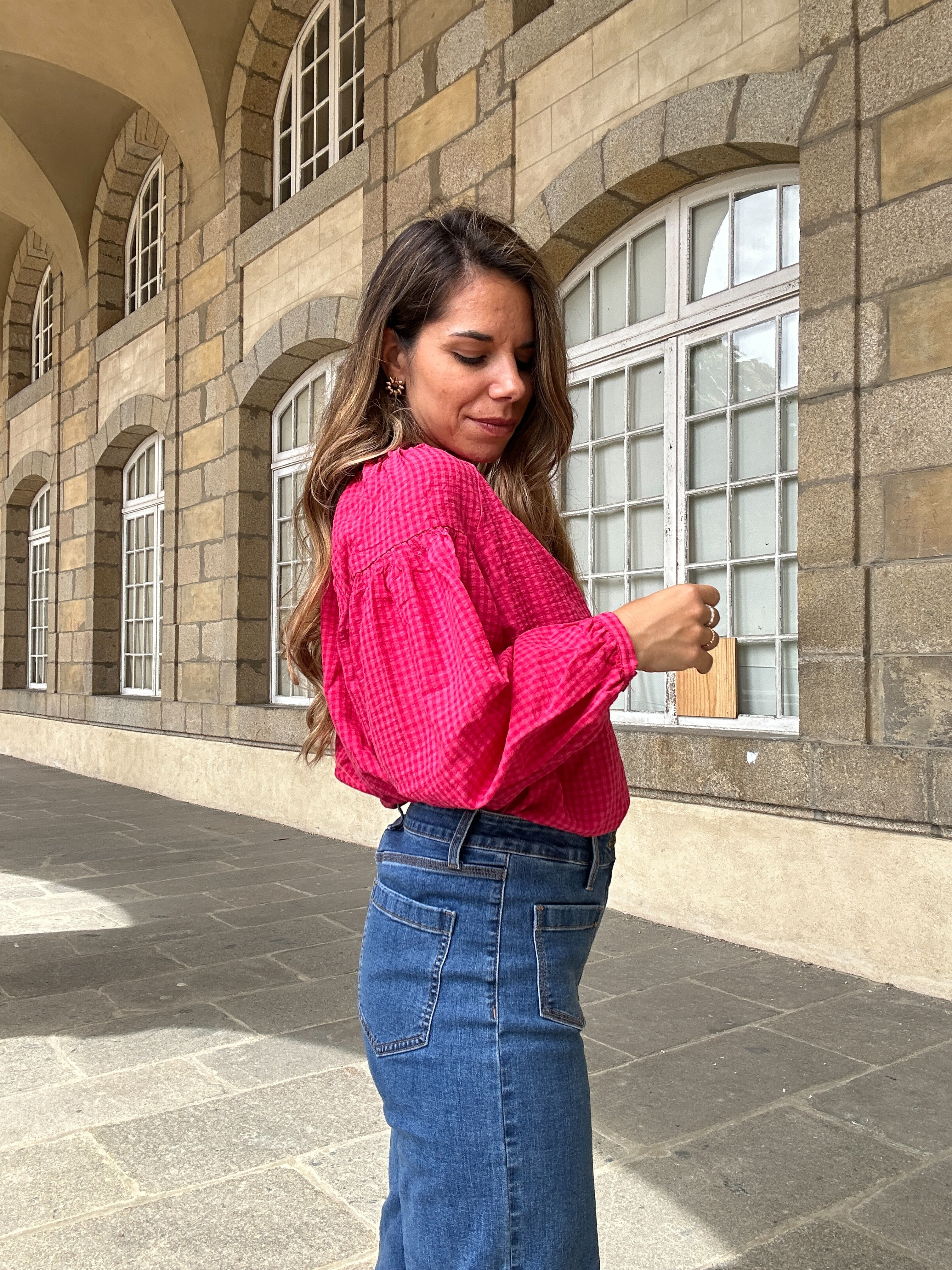 Blouse Vichy Fushia Clothilde