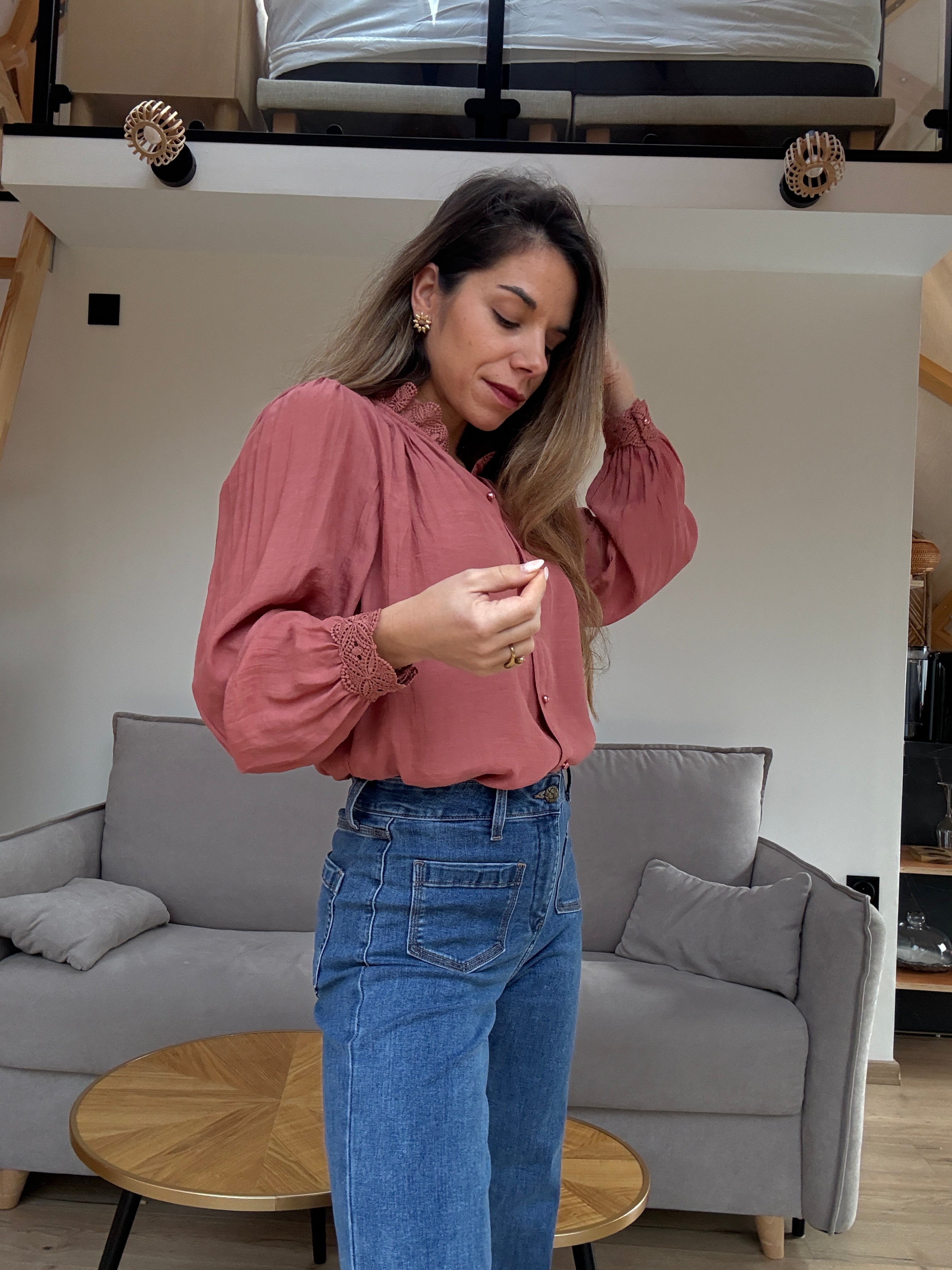 Maïwenn Bois De Rose Embroidered Blouse