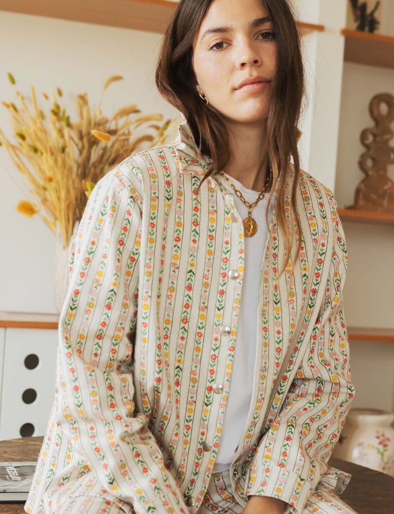 Ecru & Floral Denvy Jacket