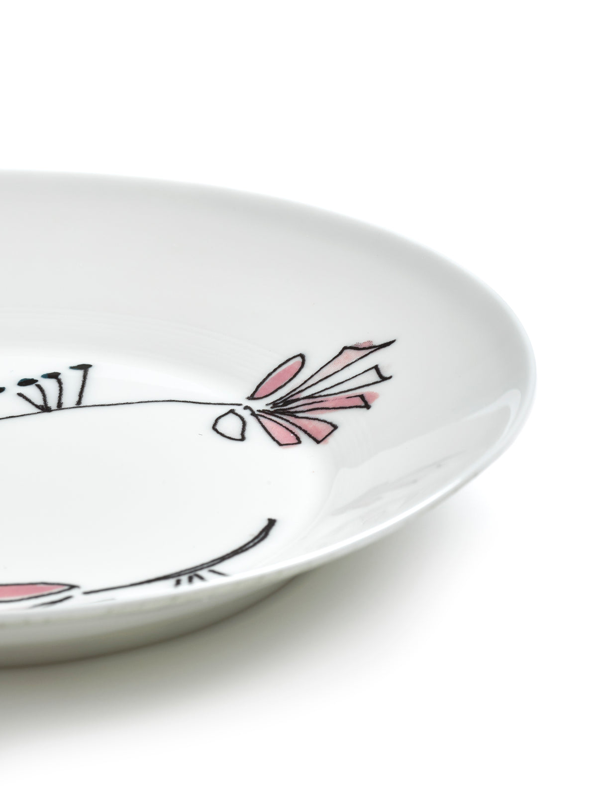 Midnight Flowers - Set Di 2 Piatti Fondi - S - Porcellana Bone China - Fiore Rosa