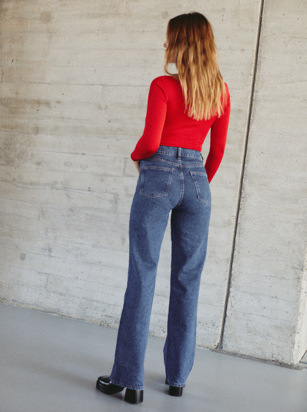 Jean Wide Leg Mid Blue
