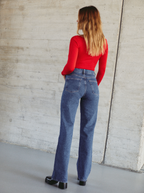 Jean Wide Leg Mid Blue