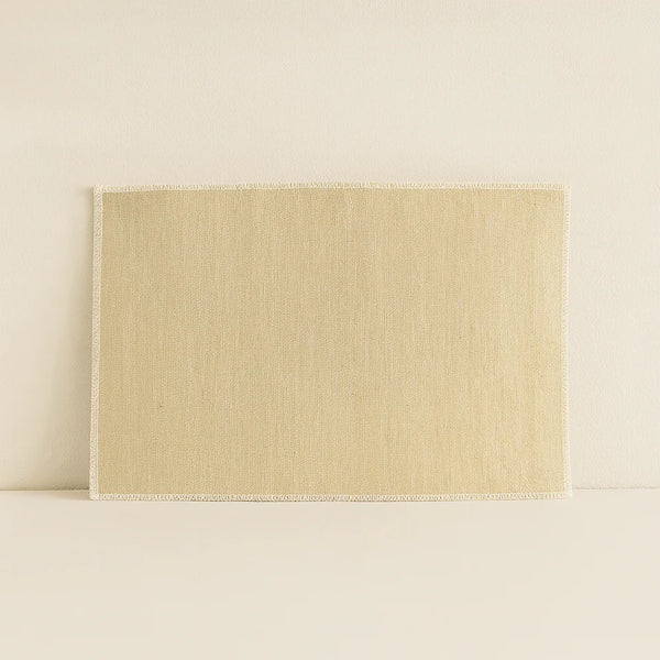 Ourlet - Sæt Med 6 Dækkeservietter - 45 x 30 cm - Naturlig Jute Med Hvid Kant