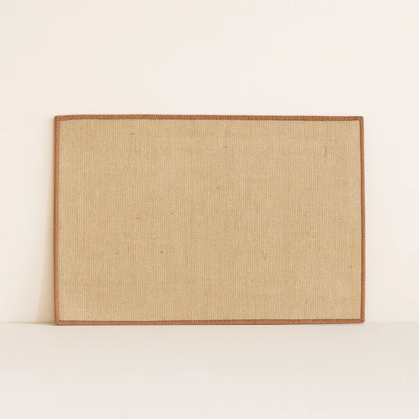 Ourlet - Sæt Med 6 Dækkeservietter - 45 x 30 cm - Naturlig Jute Med Brun Kant