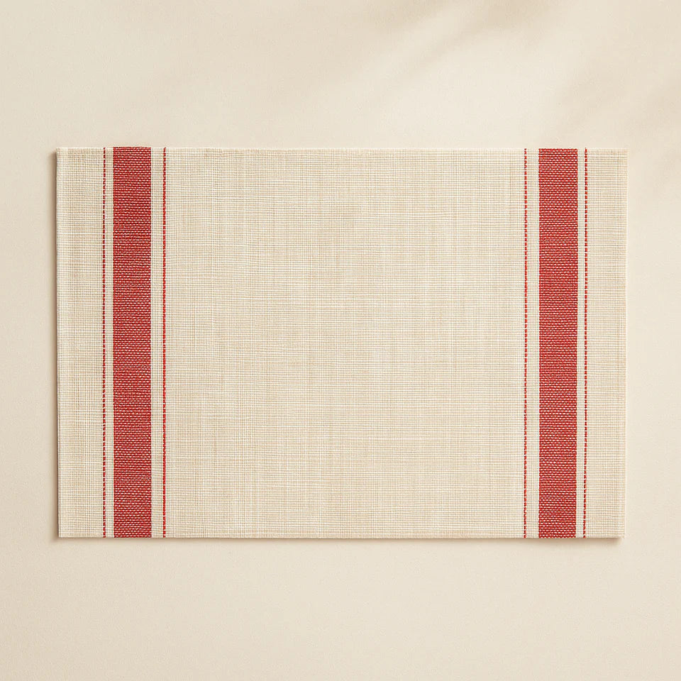 6er-Set Tischsets – 45x30 cm – Rot und Beige