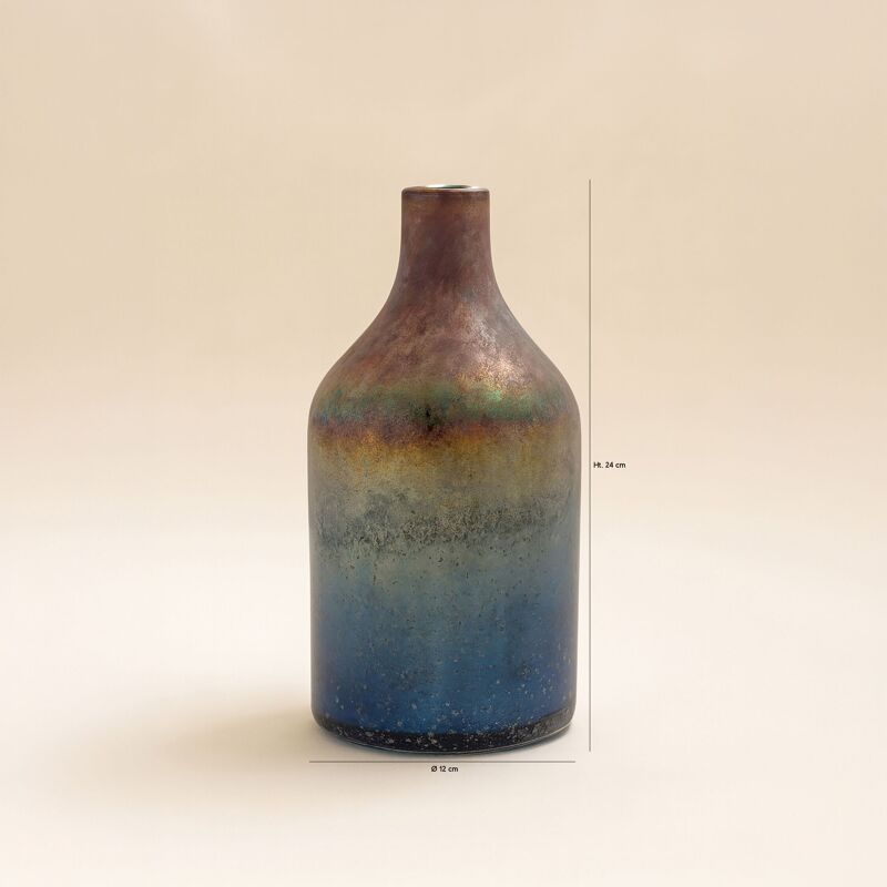 Sunset - Vase Aux Nuances Bleutées Et Rosées - Verre