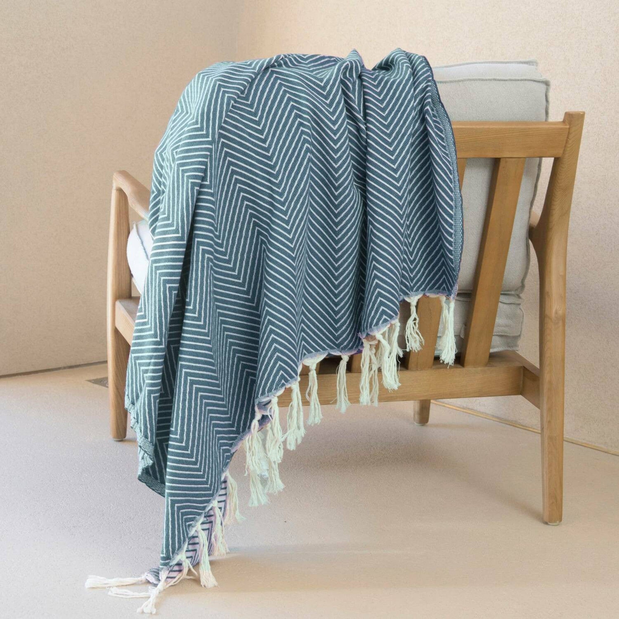 Amsterdam - Plaid - Coton - Bleu Pétrole