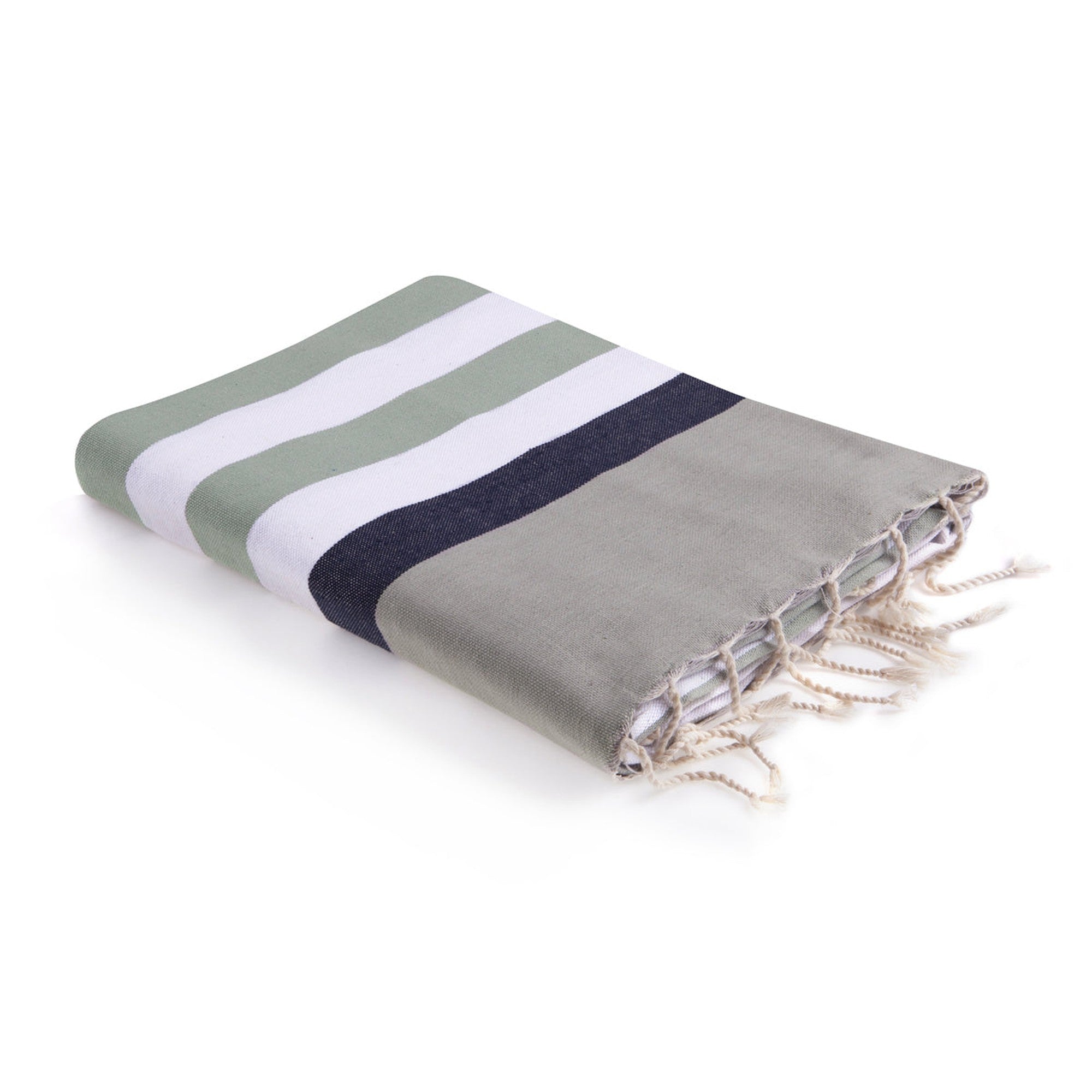 Fouta de algodón tricolor 100x200 ARCACHON agua de nil / azul denim