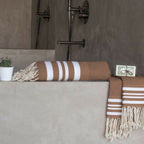 Hamptons - Foutas De Bain (1 Grande et 2 Petites) - Moka/Blanc