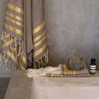Hamptons Cotton Bathroom Set - Mocha / Gold
