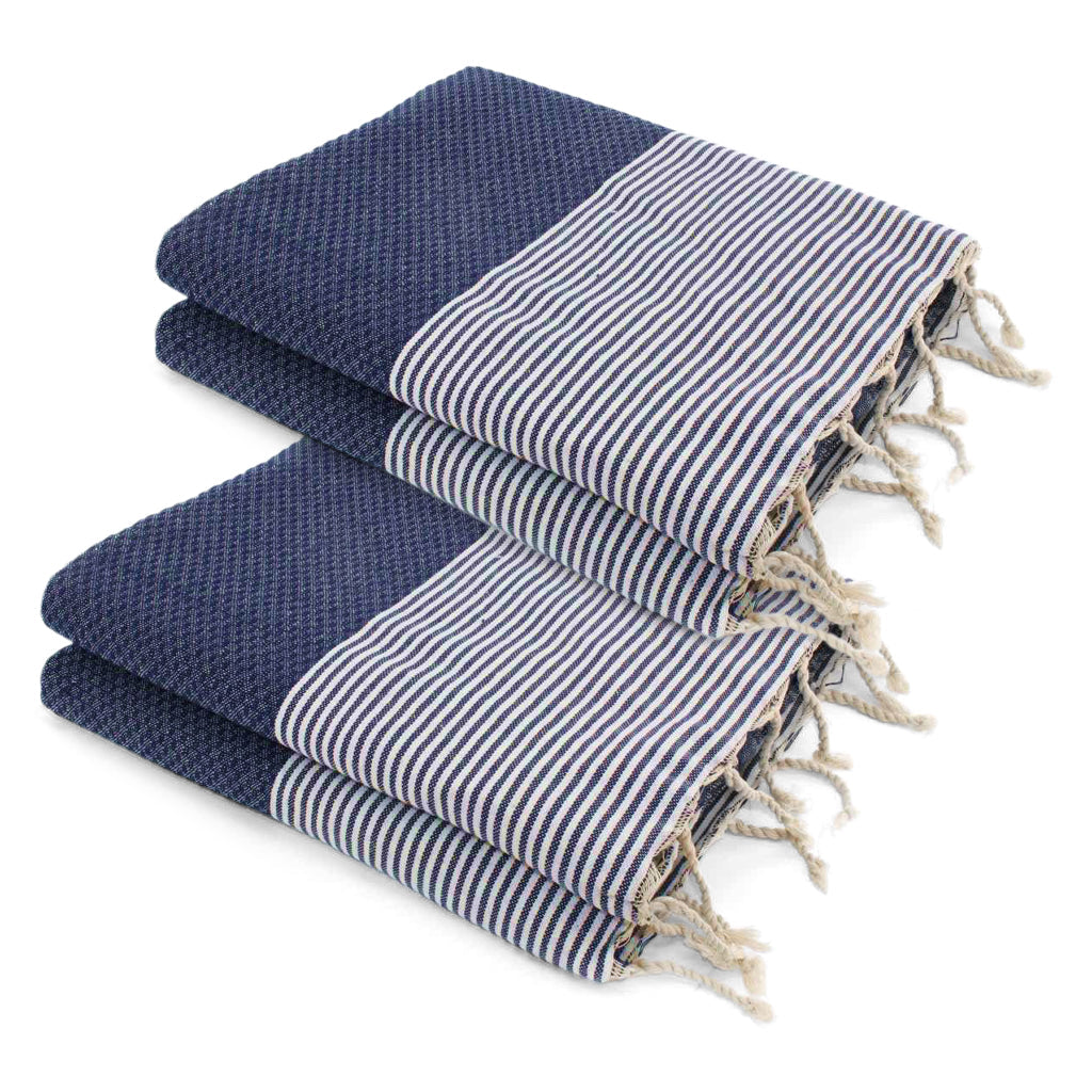 Lot De 2 Foutas Xxl Coton 200X200 Ericeira Bleu Jean