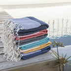 Lot De 2 Foutas Xxl Coton 200X200 Ericeira Bleu Jean