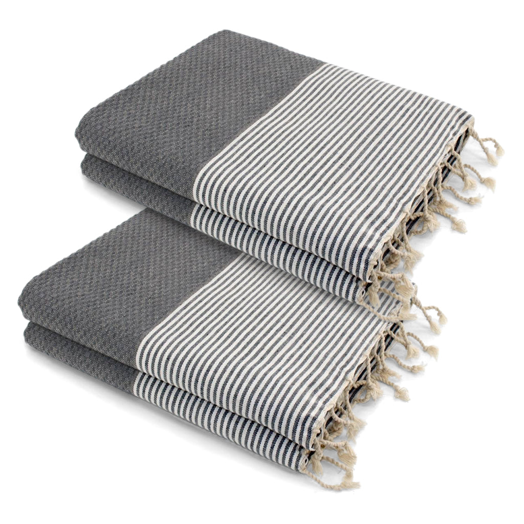 Lot De 2 Foutas Xxl Coton 200X200 Ericeira Gris Moyen