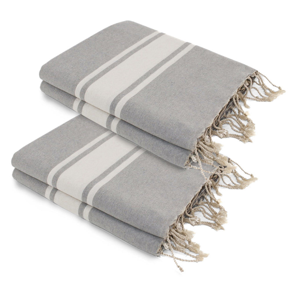 Lot De 2 Foutas Xxl Coton 200X200 Malibu Gris Perle