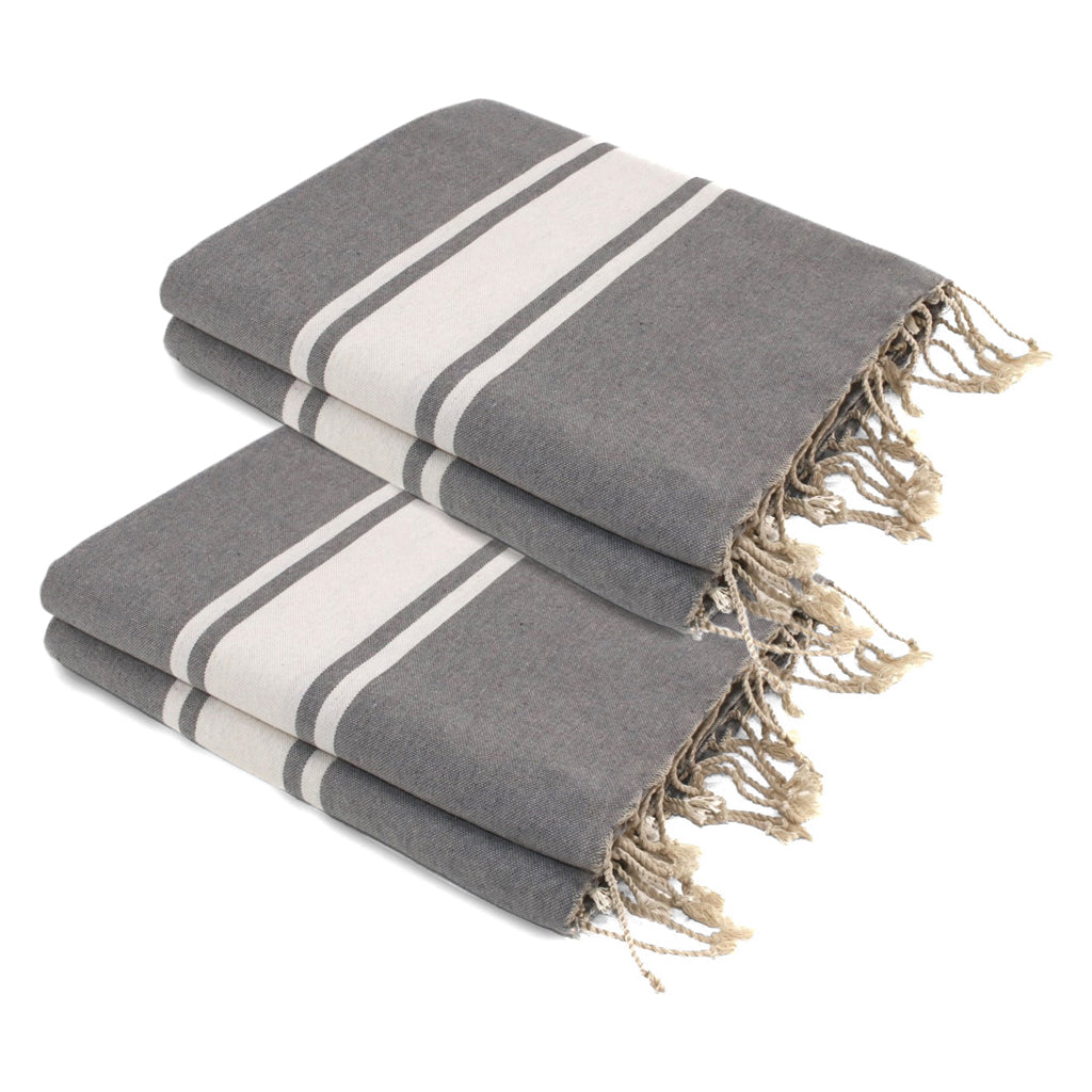Lot de 2 foutas XXL coton 200x200 MALIBU gris moyen
