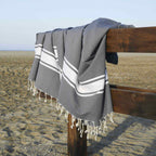 Lot de 2 foutas XXL coton 200x200 MALIBU gris moyen