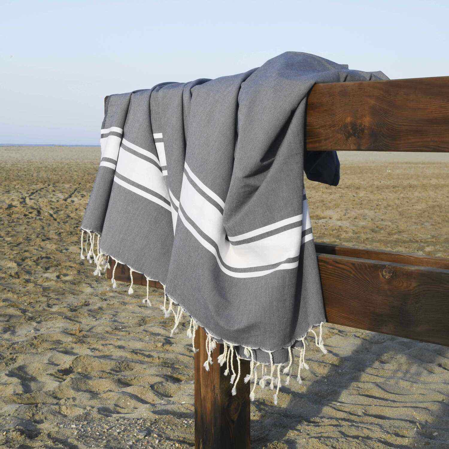 Lot de 2 foutas XXL coton 200x200 MALIBU gris moyen