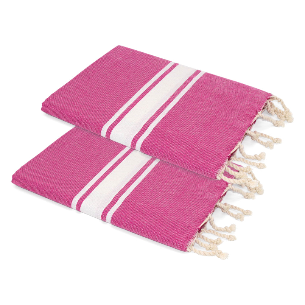 Lot De 2 Foutas Coton 100X200 Malibu Rose Fuchsia