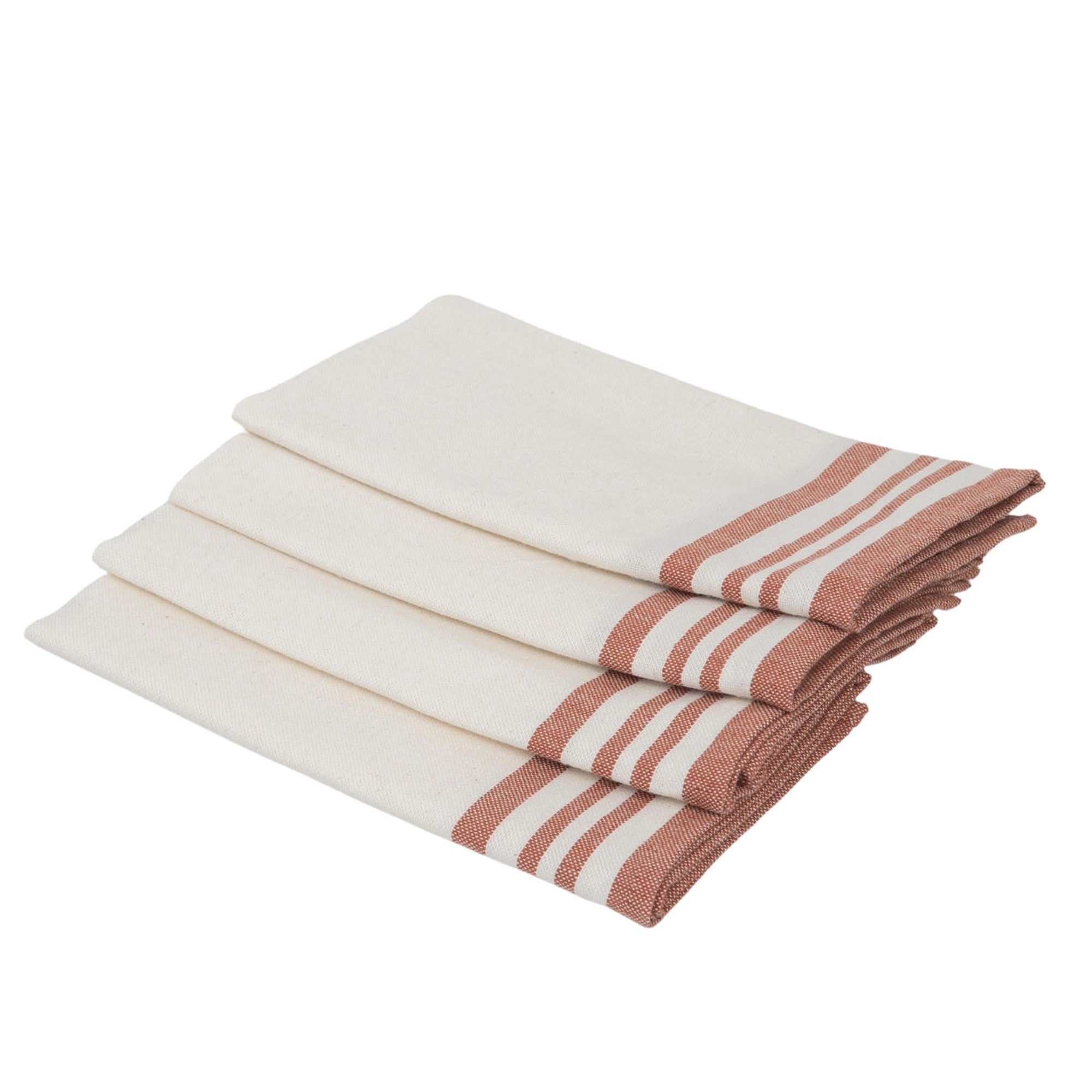 Set of 4 Cotton Napkins 45x45 - Mahdia - White / Red