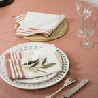 Set of 4 Cotton Napkins 45x45 - Mahdia - White / Red