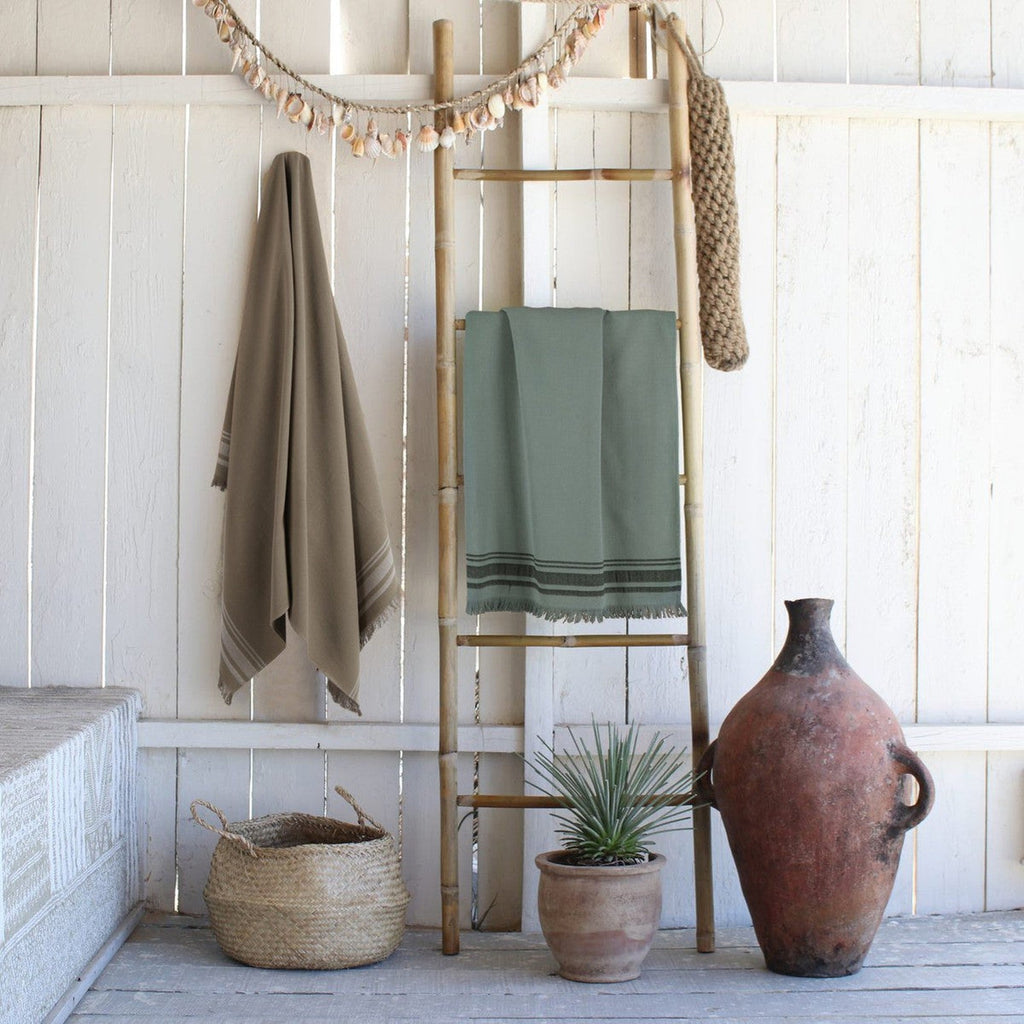 Fouta Éponge Coton Vert Lichen 100X180 Faro Vert Lichen / Grège
