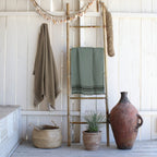 Fouta Éponge Coton Vert Lichen 100X180 Faro Vert Lichen / Grège