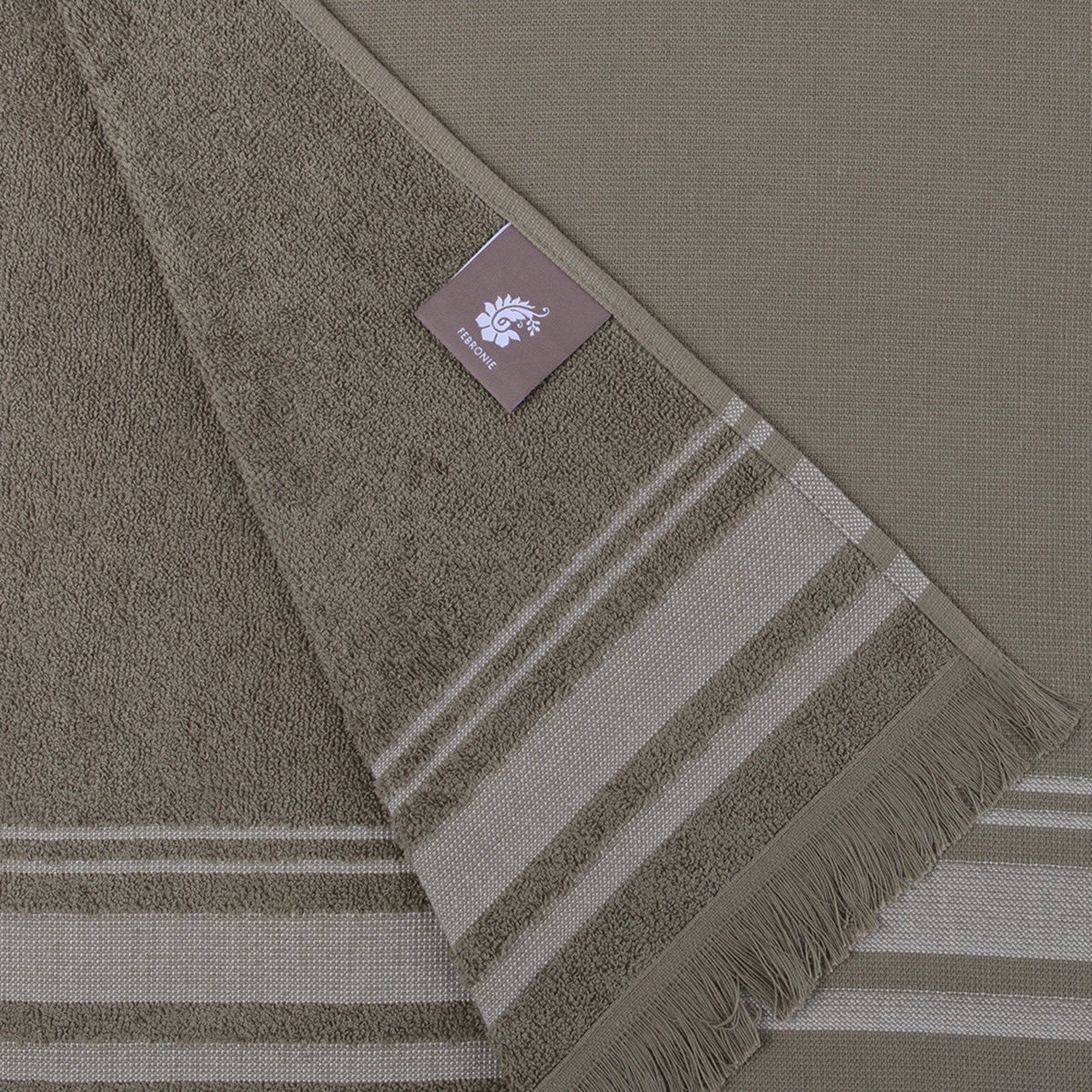 Fouta Éponge Coton Vert Lichen 100X180 Faro Vert Lichen / Grège