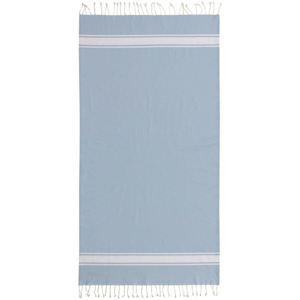 Fouta tradicional lisa St Tropez - Rayas clásicas - Azul pálido