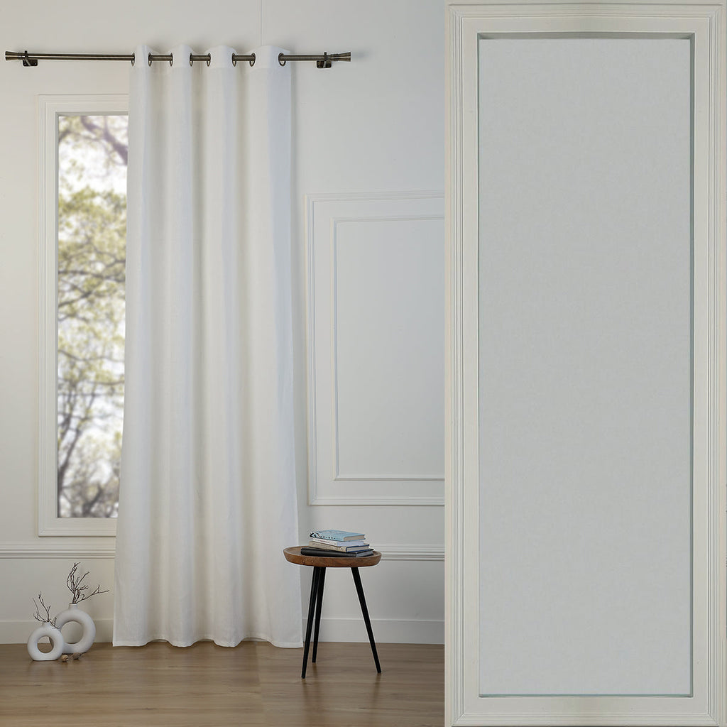Louis - Eyelet Curtain - Cotton Canvas - White