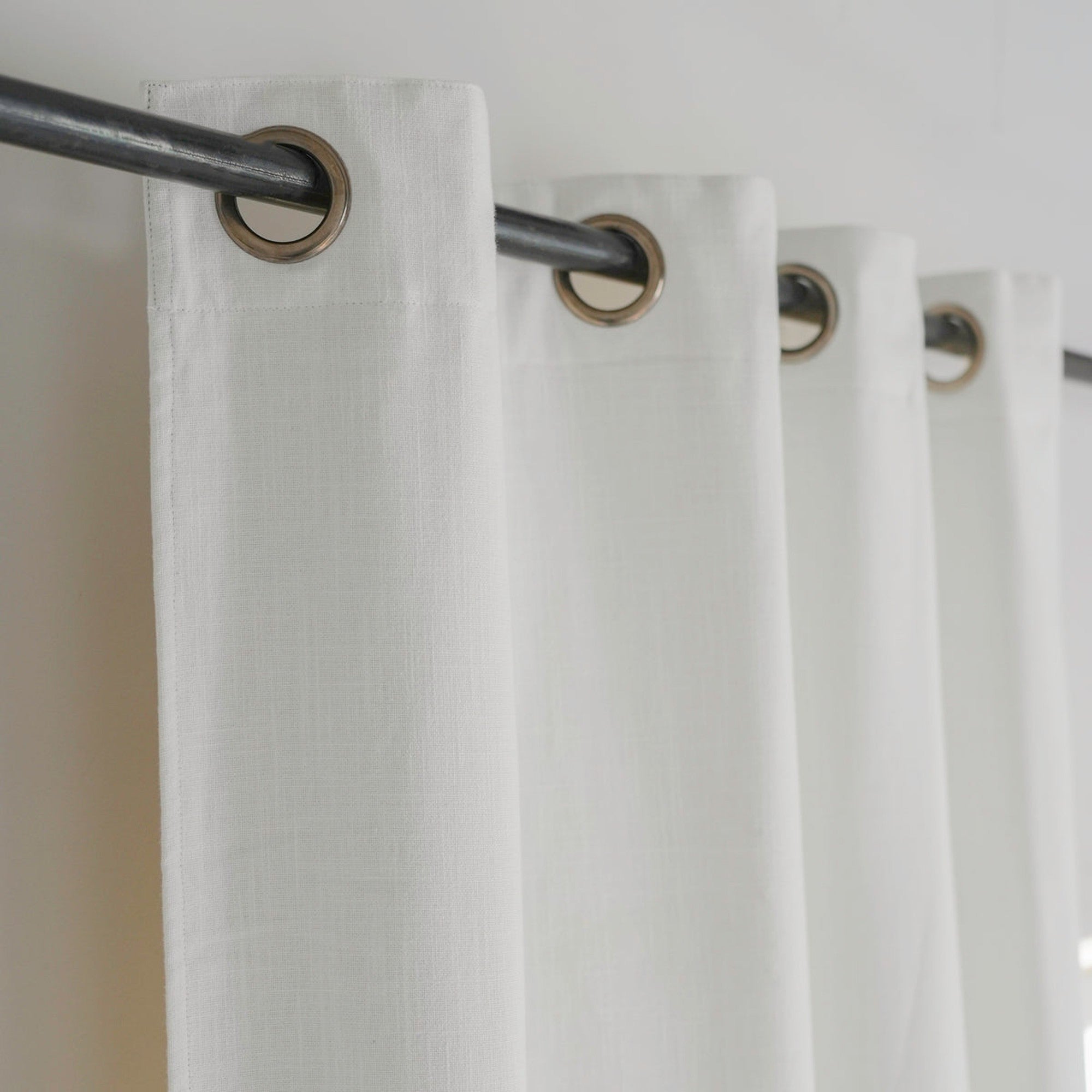 Louis - Eyelet Curtain - Cotton Canvas - White
