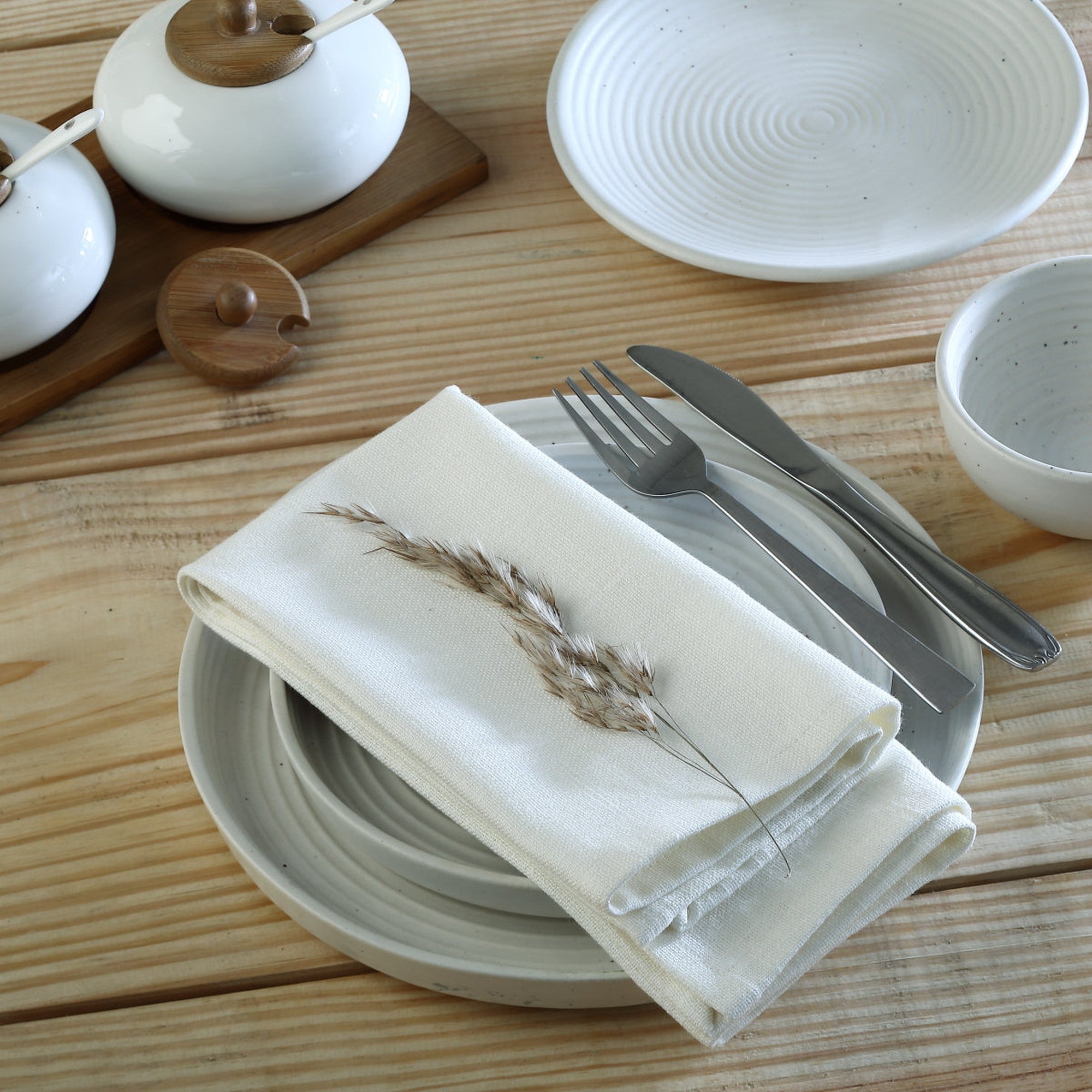 Louis - Lot De 4 Serviettes De Table - Blanc