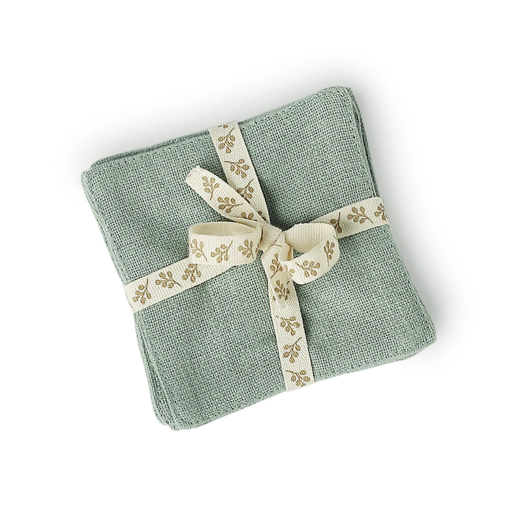 Set of 4 Coasters - Louis - Cotton Canvas - Celadon