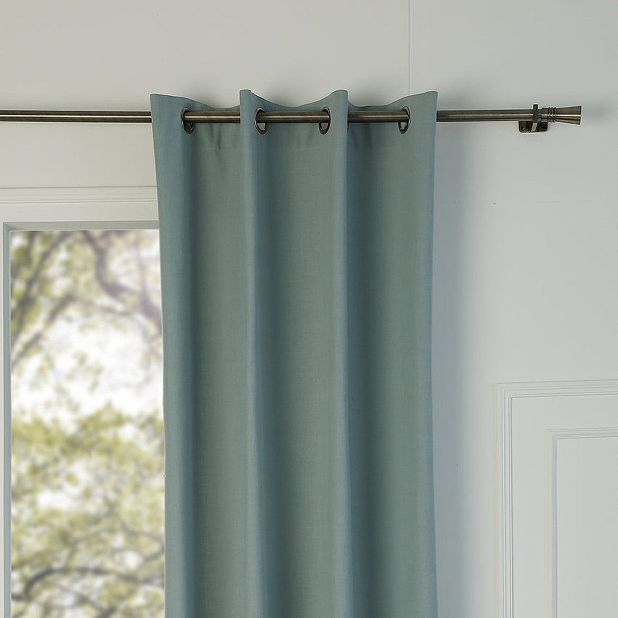 Jules - Eyelet Curtain - Cotton Canvas - Celadon/Black