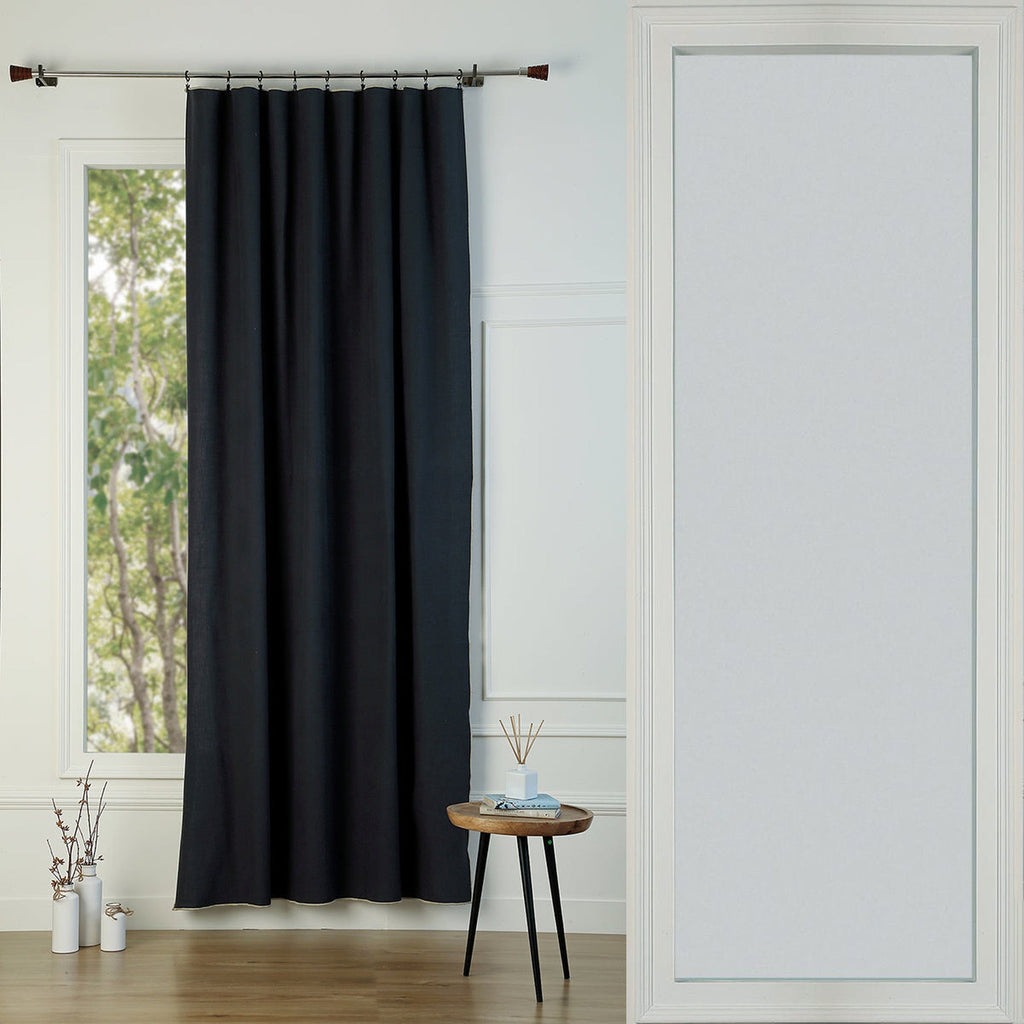 Jules - Curtain Panel - Cotton Canvas - Charcoal/Sand