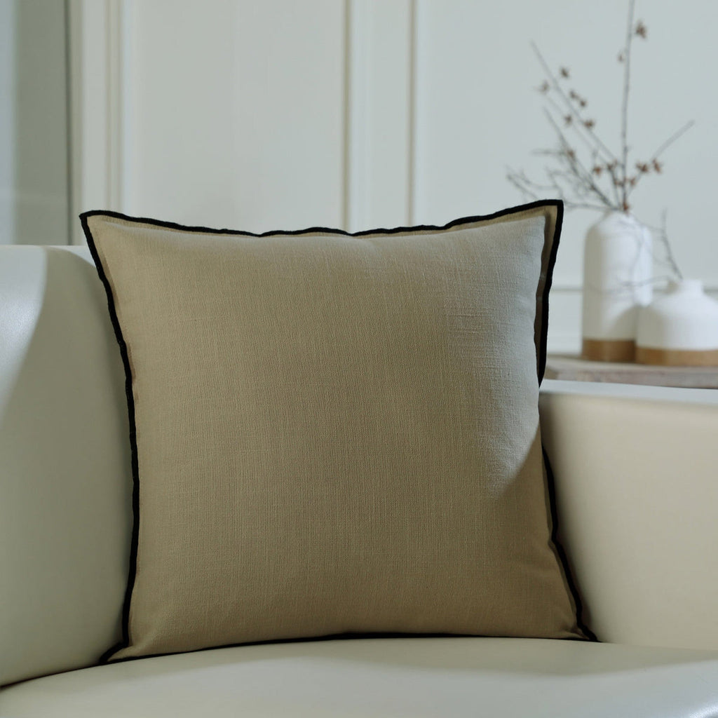 Jules - Cushion Cover - Cotton Canvas - Natural/Black