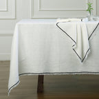 Washed Linen Tablecloth 140x140 - Gabriel - White / Black