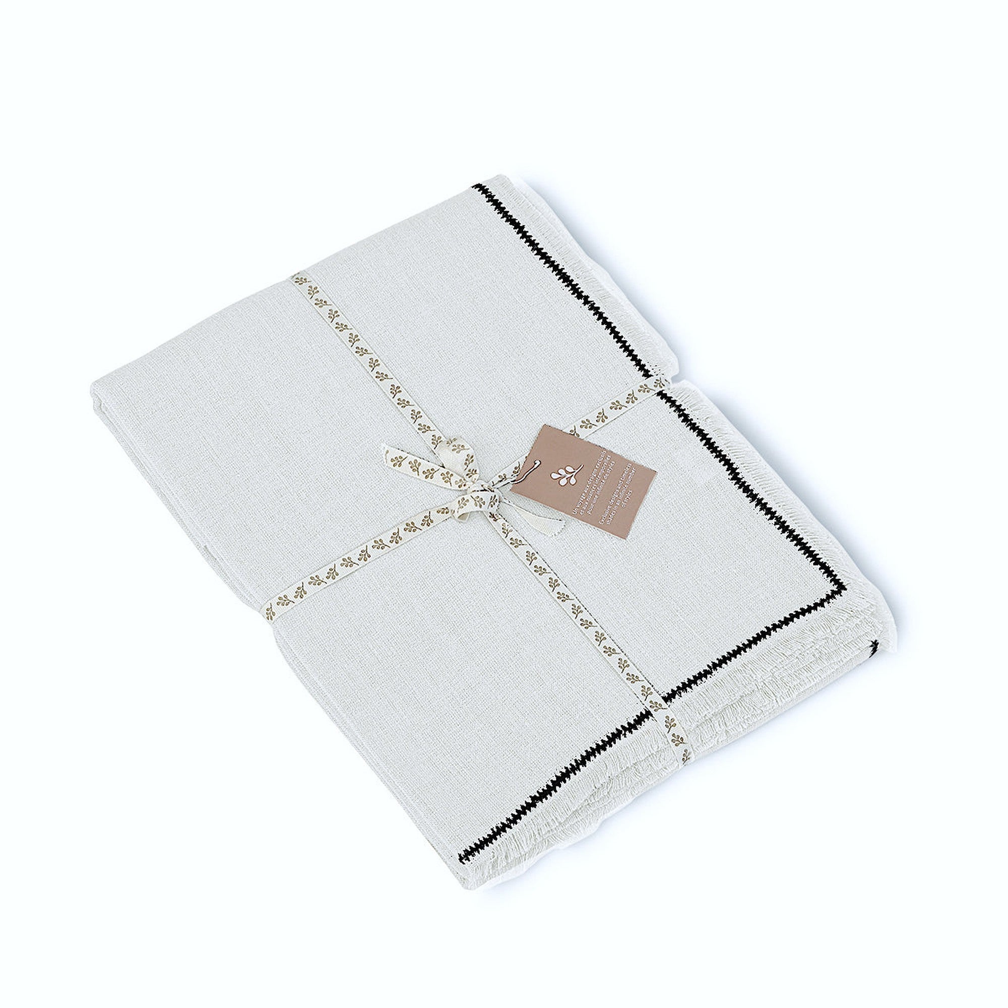 Washed Linen Tablecloth 140x140 - Gabriel - White / Black