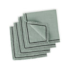 Gabriel - Lot De 4 Serviettes De Table - Vert Céladon/Noir