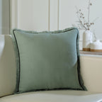 Gabriel - Coussin - Lin Lavé - Vert Céladon/Noir