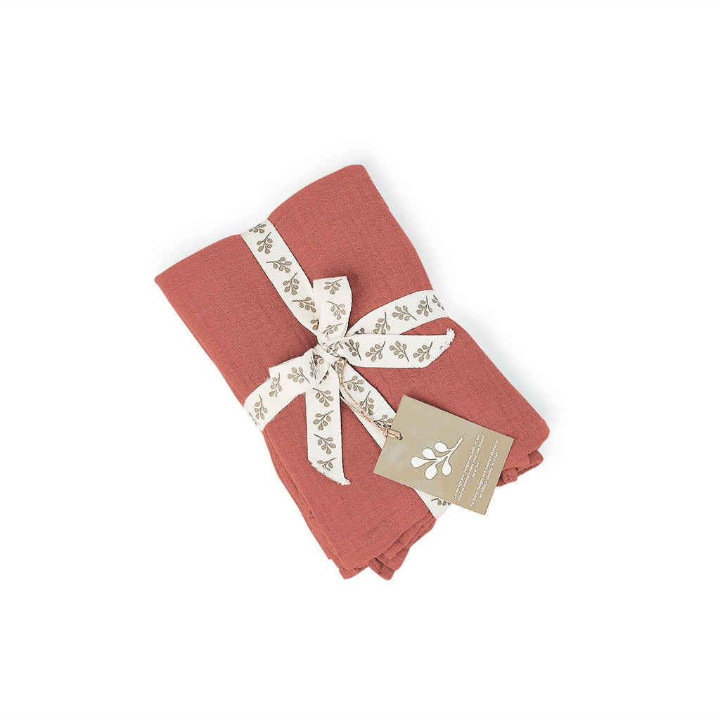 Set of 4 Cotton Gauze Napkins 40x40 - Carla - Tuscan Red